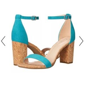 Bandolino Armory teal block cork heel sandals nwob